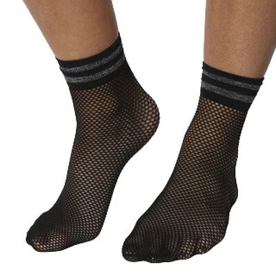 Black Fishnet Socks With Glitter Band