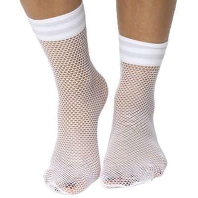 White Fishnet Socks With Glitter Band