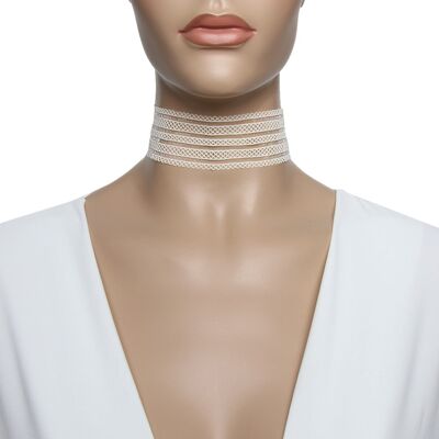 Creme Mesh-Halsband