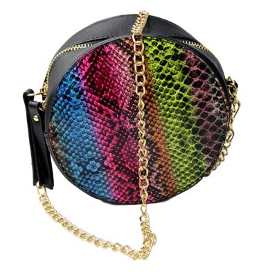 Multi Snake Print Bag with Chain and PU Belt