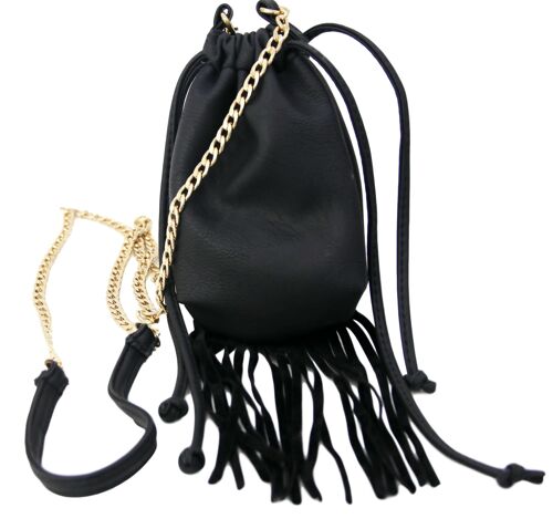 PU Mini Shoulder Bag with Chain Strap with Velvet Fringe