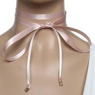 Light Pink Satin Tie Up Choker