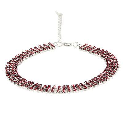 Red Stone Diamante Embellished Choker