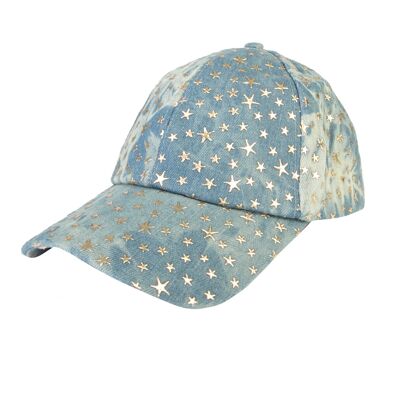 Casquette étoile en denim blanchi