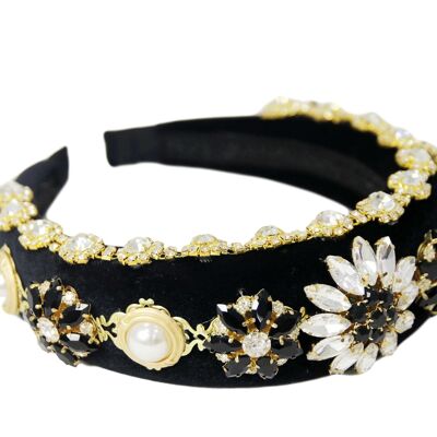 Diamante Flower and Pearls HAIRBAND