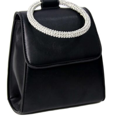 Black Diamante Circular Handle Bag