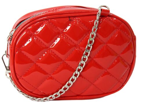 Quilted Patent Cross Body Belt Bag