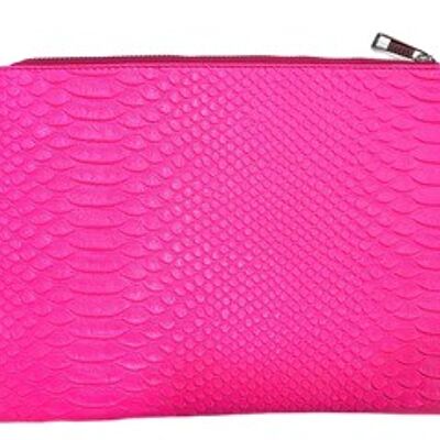 Neon Pink Snake Print Cross body Bag with Chain Strap