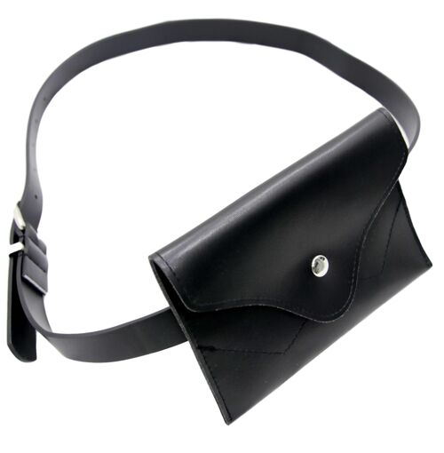 Black Faux Leather (PU) Envelope Belt Bag