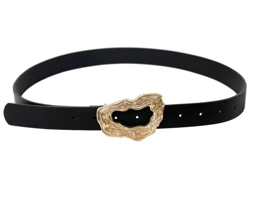 Hammered abstract buckle PU belt