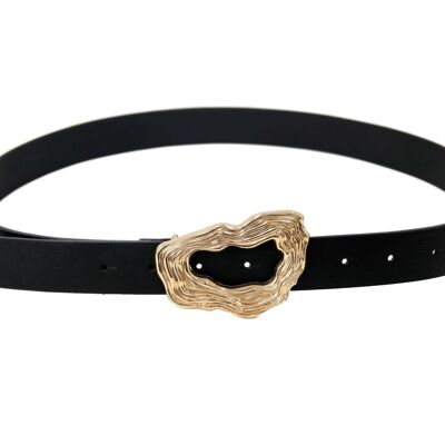 Hammered abstract buckle PU belt