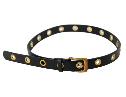 Black Eyelet PU Belt