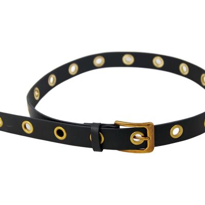 Black Eyelet PU Belt