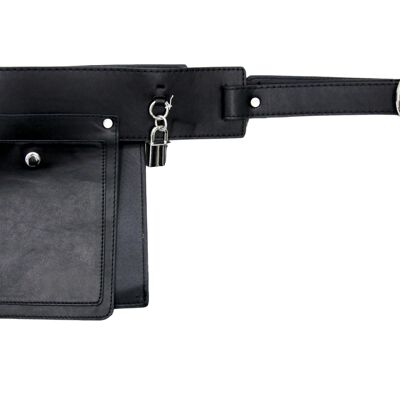 Black Belt Bag With Padlock Detail