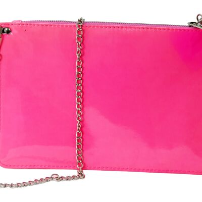 Neon Pink Patent Pu Clutch Bag