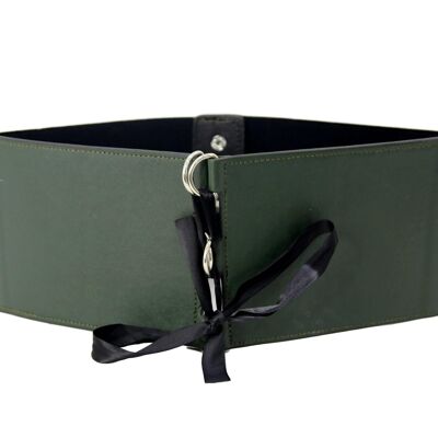 Green PU Corset Belt with Ribbon