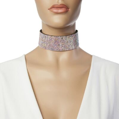 4cm Iridescent Sequin Suedette Choker