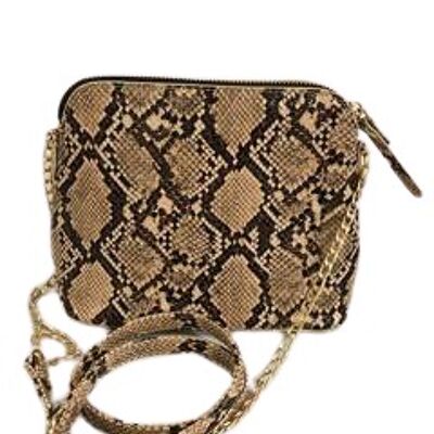 Nude Snakeskin Cross Body Bag