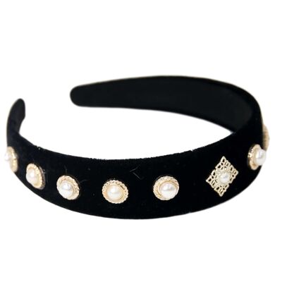 Velvet headband with pearls