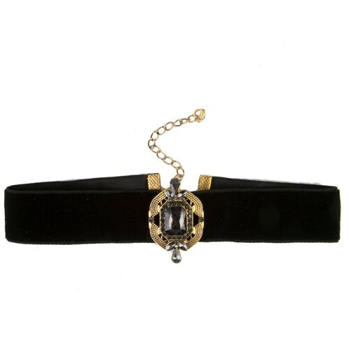 2cm Velvet Choker with Antique Jewels