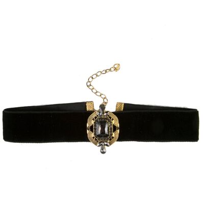 2cm Velvet Choker with Antique Jewels