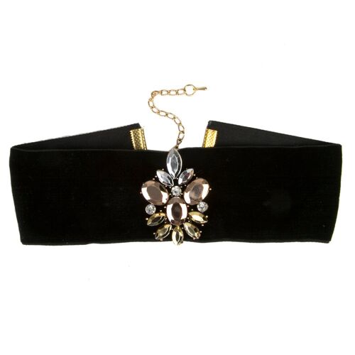 Black Velvet Choker with Jewel Detail