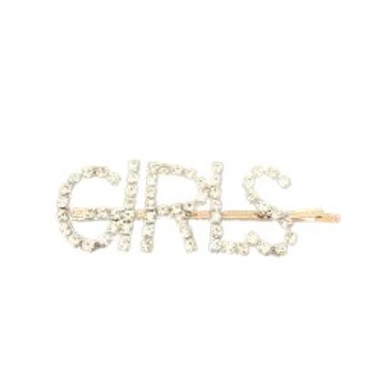 Silver Girls Slogan Hairclip