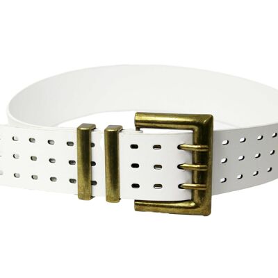 Red Triple Line Wide Square Buckle Belt