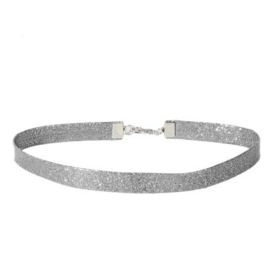 Girocollo glitterato argento 1 cm