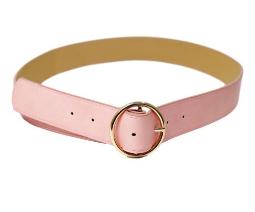 Faux leather belt with circle buckle - ONE SIZE - BLUSH - FAUX LEATHER (PU)