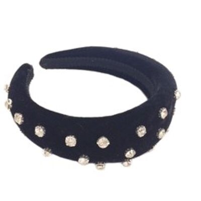 Black Velvet Diamante Headband