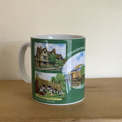 Mug, Shakespeare Country, Stratford, Warwickshire, Green background