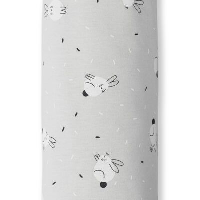 Mousseline de bambou imprimée LAPIN GRIS