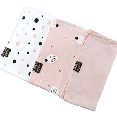 Pack 3 wipes:RABBIT GREY/SKY BCO./PINK BAMBOO