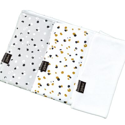 Pack 3 lingettes:LEO BEIGE/LEO GRIS/BLANC BAMBOU