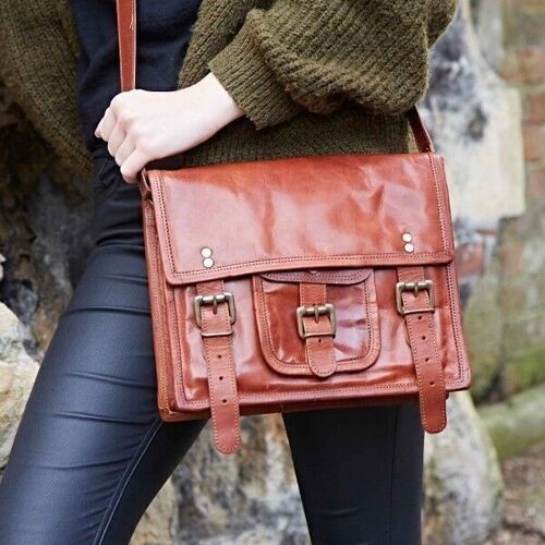 Medium Brown Leather Satchel