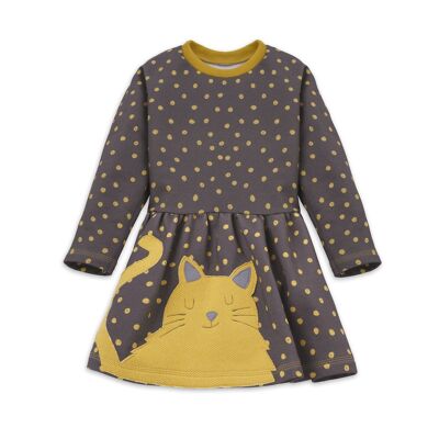Sweat Kleid für Mädchen - Katze - 128/134