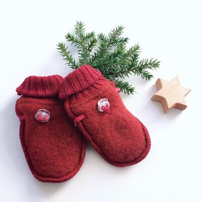 Baby Handschuhe aus Merinowolle - Rot