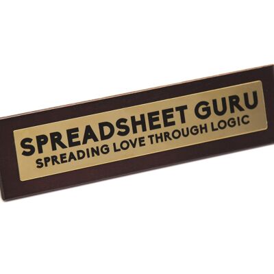 'Spreadsheet Guru' Wooden Desk Sign