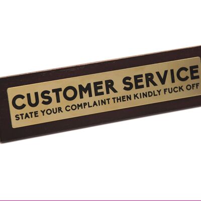 'Customer Service' Wooden Desk Sign