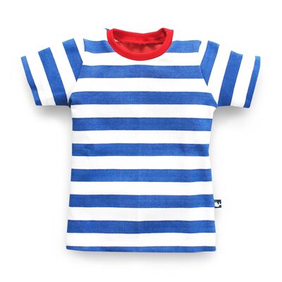 T-Shirt gestreift für Jungen - Blau-Weiß - 104
