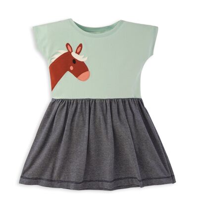 T-Shirt Kleid mit Applikation - Pferd - 104/110