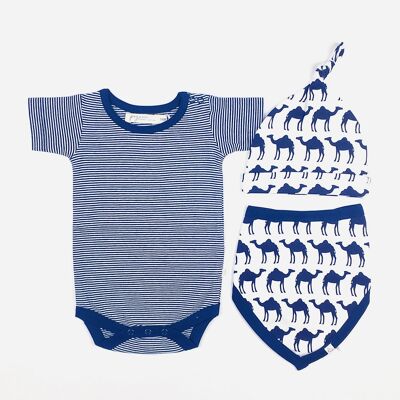 Baby Kurzarm Body - Streifen Navy