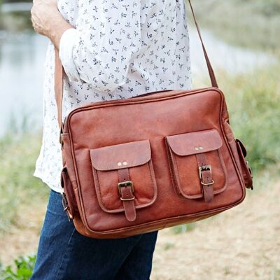 Large Brown Leather Overnight Bag