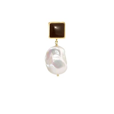 Boucle d'Oreille Perle Agate Noire