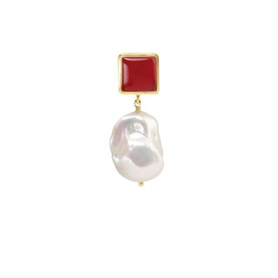 Pearl Earring Garnet