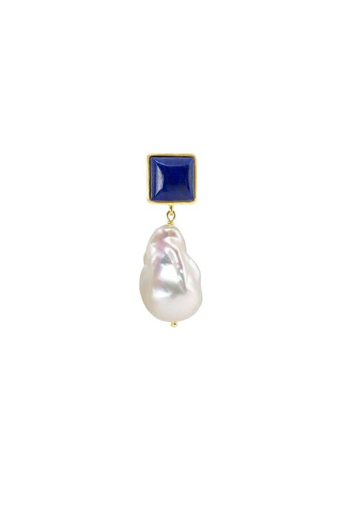 Pearl Earring Lapis Lazuli