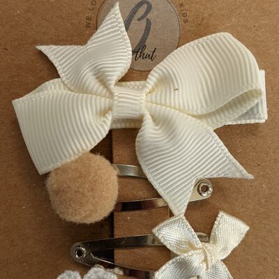 Baby Hair Clips Set of 4 Ivory