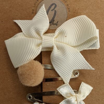 Baby Hair Clips Set of 4 Ivory
