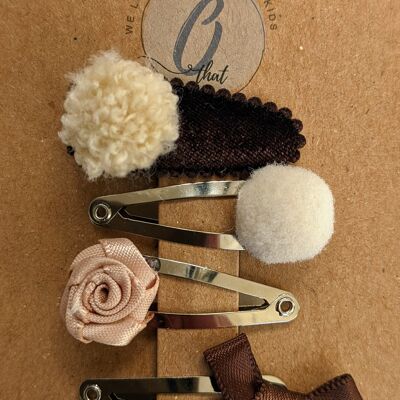 Baby hair clips set of 4 pieces mocha